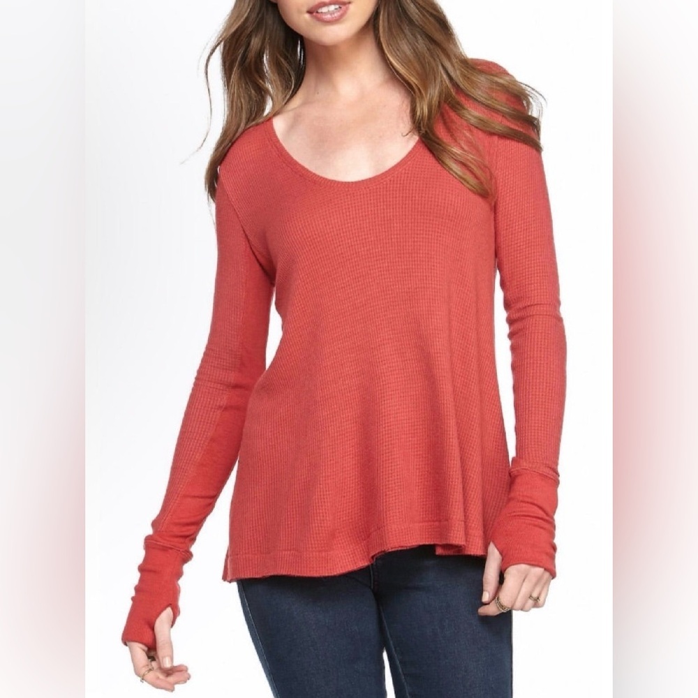 We The Free Red Long Sleeve Top